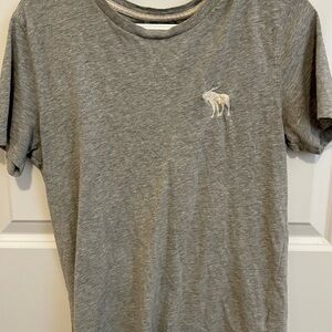 Abercrombie & Fitch Heather Gray Tee with Embroidered Moose